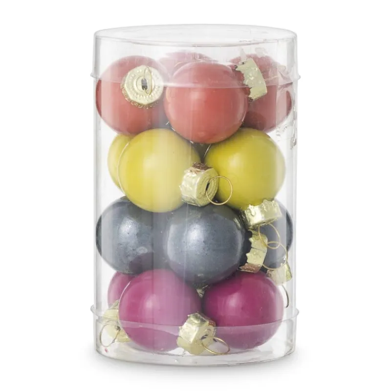 Xenos Kerstballen-Box met kerstballen - multikleur - ø2.5 cm - set van 16