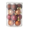 Xenos Kerstballen-Box met kerstballen - rood - ø4 cm - set van 16