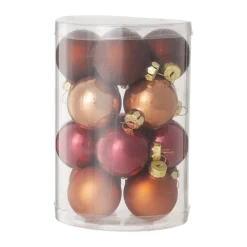 Xenos Kerstballen-Box met kerstballen - rood - ø4 cm - set van 16