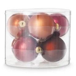 Xenos Kerstballen-Box met kerstballen - rood - ø7 cm - set van 8
