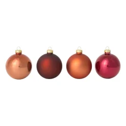 Xenos Kerstballen-Box met kerstballen - rood - ø7 cm - set van 8