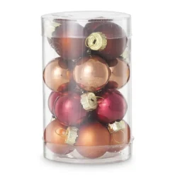 Xenos Kerstballen-Box met kerstballen - rood - ø2.5 cm - set van 16