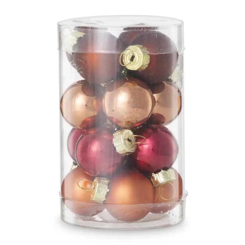 Xenos Kerstballen-Box met kerstballen - rood - ø2.5 cm - set van 16