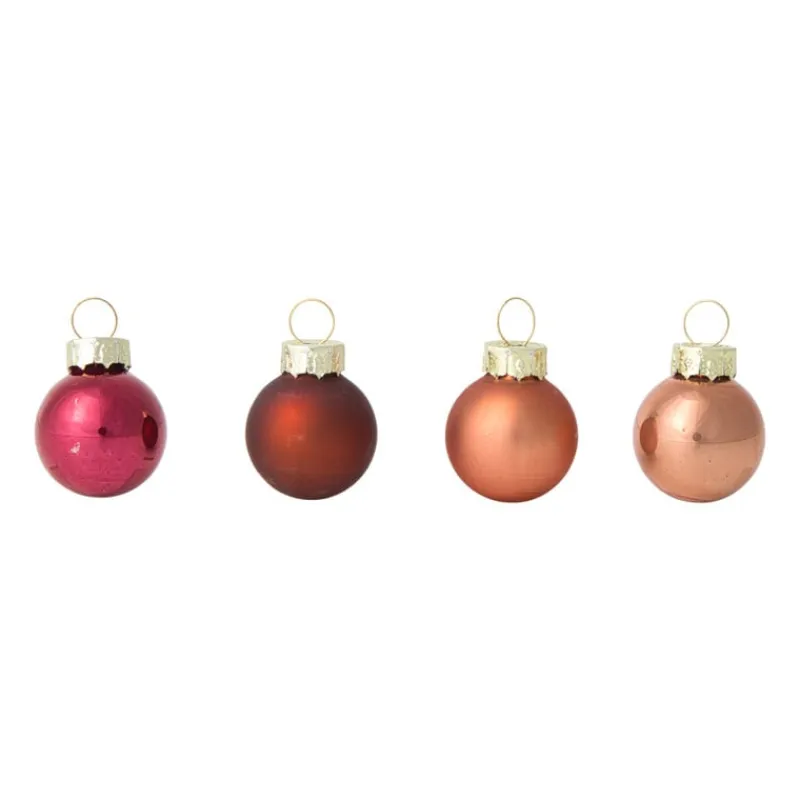 Xenos Kerstballen-Box met kerstballen - rood - ø2.5 cm - set van 16