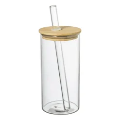 Xenos Thee|Koffieglazen-Bubble tea/ijskoffie cup - glas/bamboe - 600 ml