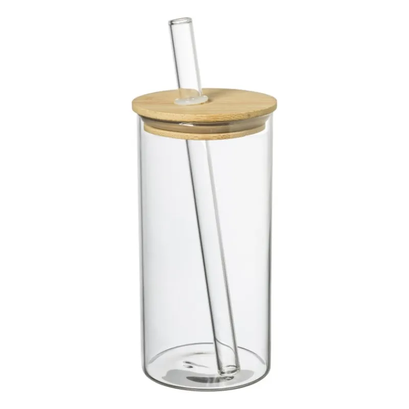 Xenos Thee|Koffieglazen-Bubble tea/ijskoffie cup - glas/bamboe - 600 ml