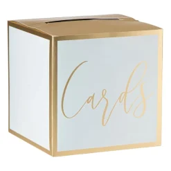 Xenos Verjaardagen|Bruiloft-Cadeaubox voor kaarten - wit/goud - 23x23x23 cm