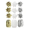 Xenos Cadeaulinten|Kerst Inpakken-Cadeaulinten en strikken mix - goud/zilver/wit - set van 12