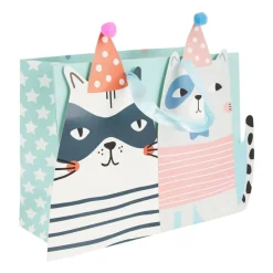 Xenos Cadeautasjes-Cadeautasje cats - blauw - 18x21 cm