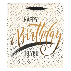 Xenos Cadeautasjes-Cadeautasje Happy birthday - gouden stip - 23x26 cm