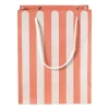 Xenos Cadeautasjes-Cadeautasje streep - rood/beige - 22.9x17.5x10 cm