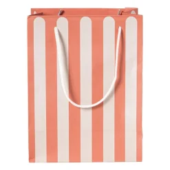 Xenos Cadeautasjes-Cadeautasje streep - rood/beige - 22.9x17.5x10 cm