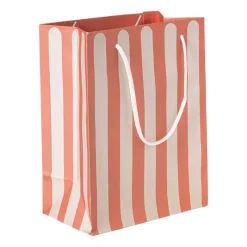 Xenos Cadeautasjes-Cadeautasje streep - rood/beige - 22.9x17.5x10 cm