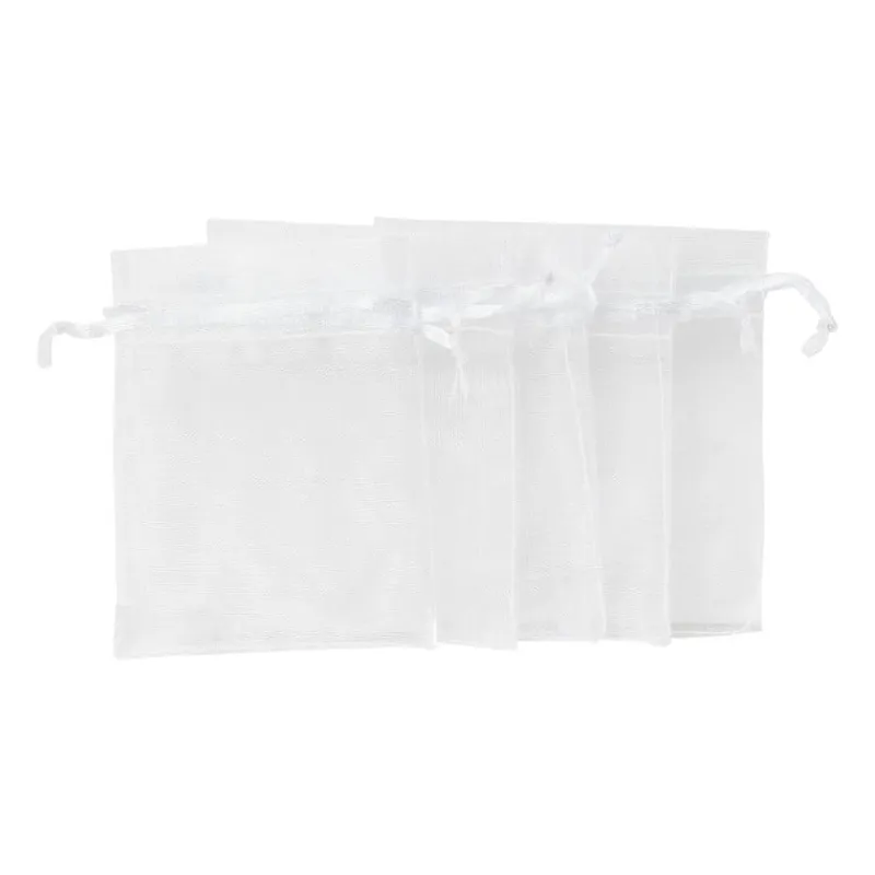 Xenos Knutselspullen|Cadeauzakjes-Cadeauzakjes organza - wit - 5 stuks