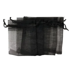 Xenos Knutselspullen|Cadeauzakjes-Cadeauzakjes organza - zwart - 5 stuks