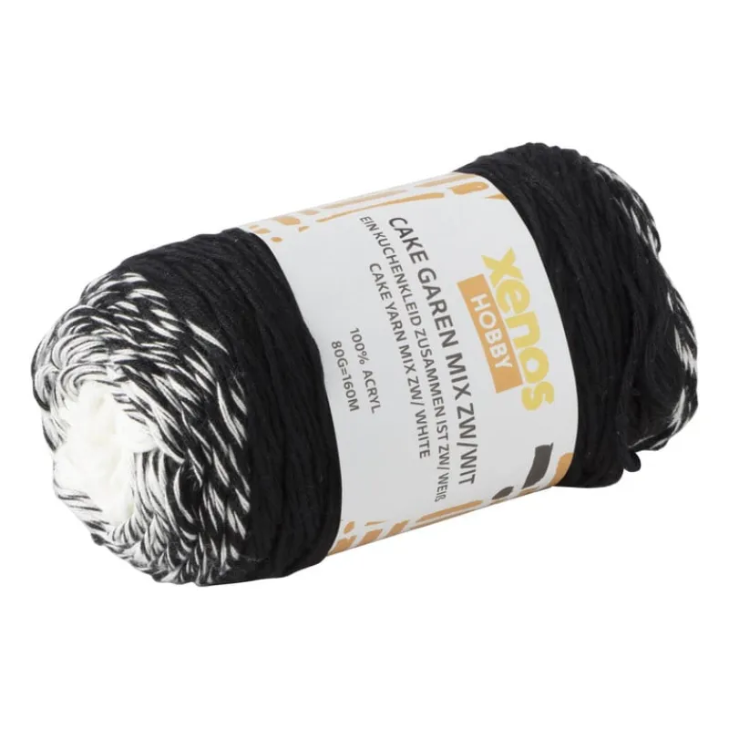 Xenos Garen-Cake garen mix - zwart/wit - 80 gram - 160 meter