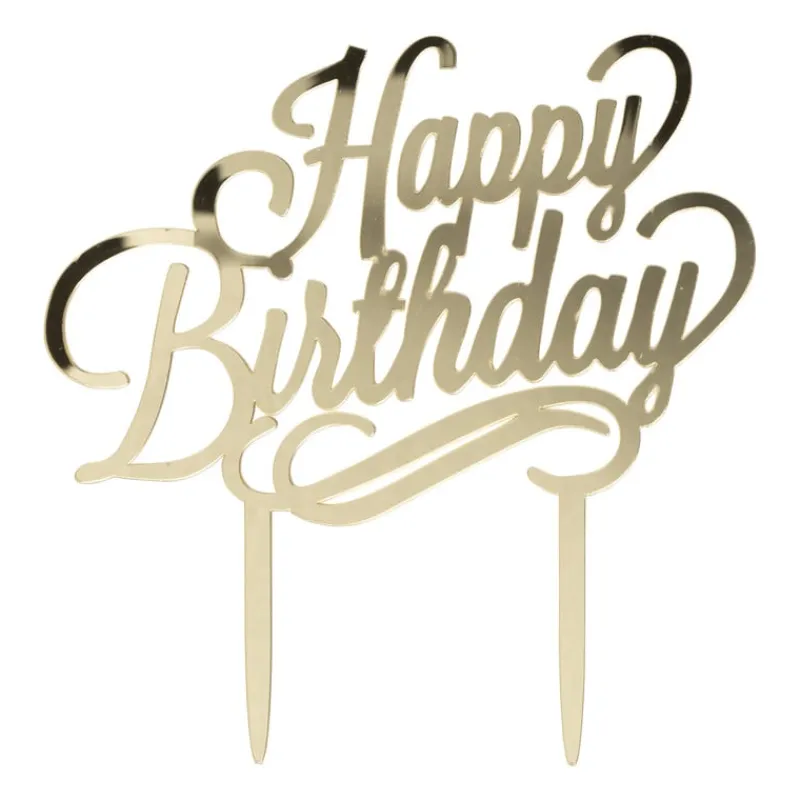 Xenos Cake Toppers-Cake topper Happy Birthday - goud