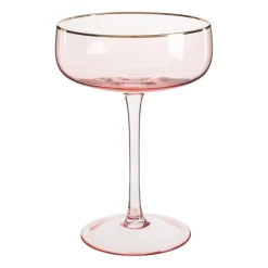 Xenos Ijs|Champagneglazen-Champagnecoupe gouden rand - roze - 220 ml