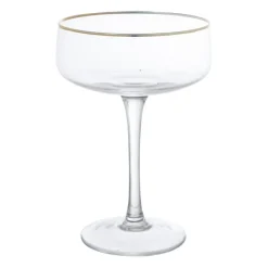 Xenos Champagneglazen-Champagnecoupe gouden rand - transparant - 220 ml