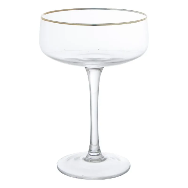 Xenos Champagneglazen-Champagnecoupe gouden rand - transparant - 220 ml