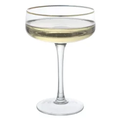 Xenos Champagneglazen-Champagnecoupe gouden rand - transparant - 220 ml