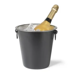 Xenos Likeurglazen-Champagnekoeler - mat zwart - ⌀ 22x20 cm