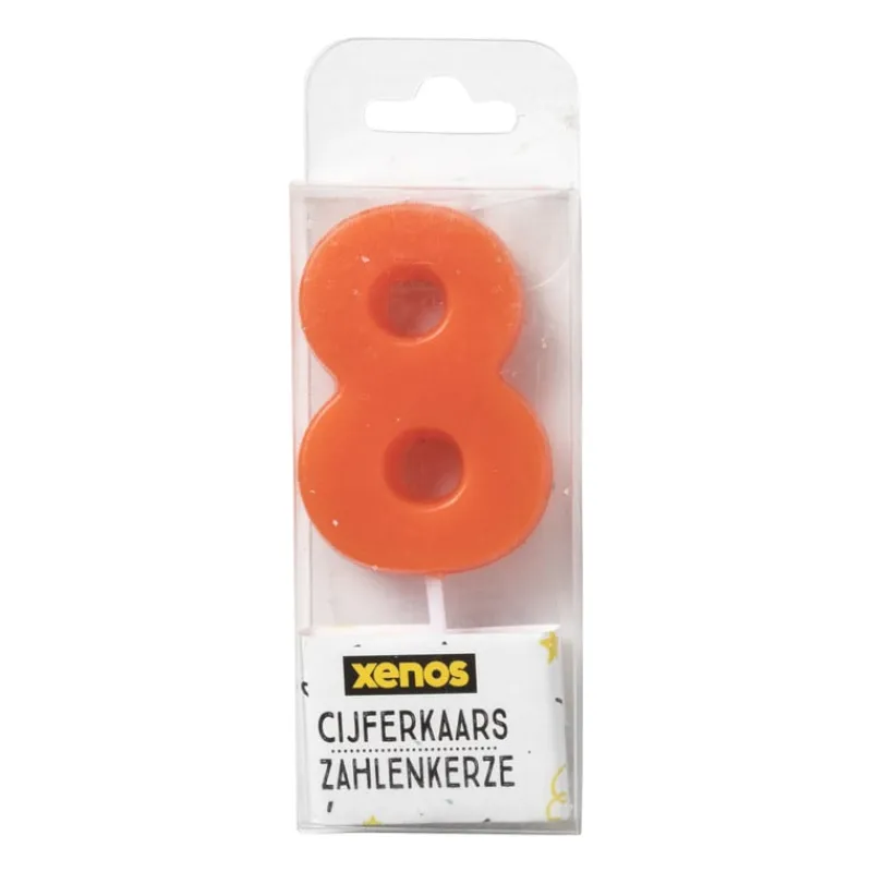 Xenos Taartkaarsjes-Cijferkaars 8 - diverse kleuren
