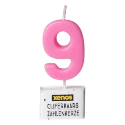 Xenos Taartkaarsjes-Cijferkaars 9 - diverse kleuren