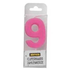 Xenos Taartkaarsjes-Cijferkaars 9 - diverse kleuren