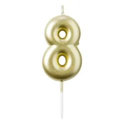 Xenos Taartkaarsjes|Kinderfeestjes-Cijferkaars 8 - goud