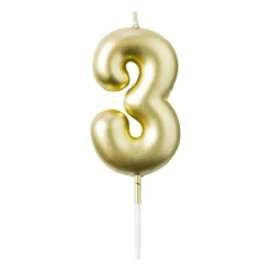 Xenos Taartkaarsjes|Kinderfeestjes-Cijferkaars 3 - goud
