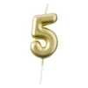 Xenos Taartkaarsjes|Kinderfeestjes-Cijferkaars 5 - goud