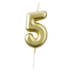 Xenos Taartkaarsjes|Kinderfeestjes-Cijferkaars 5 - goud