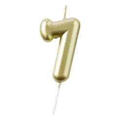 Xenos Taartkaarsjes|Kinderfeestjes-Cijferkaars 7 - goud