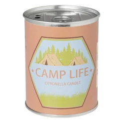 Xenos Citronella Kaars|Citronella Kaars-Citronella kaars camping life - rond blik - ø7.5x9.5 cm
