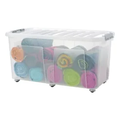 Xenos Opbergboxen-Clipbox met wieltjes - 100 liter - 80x40x40 cm