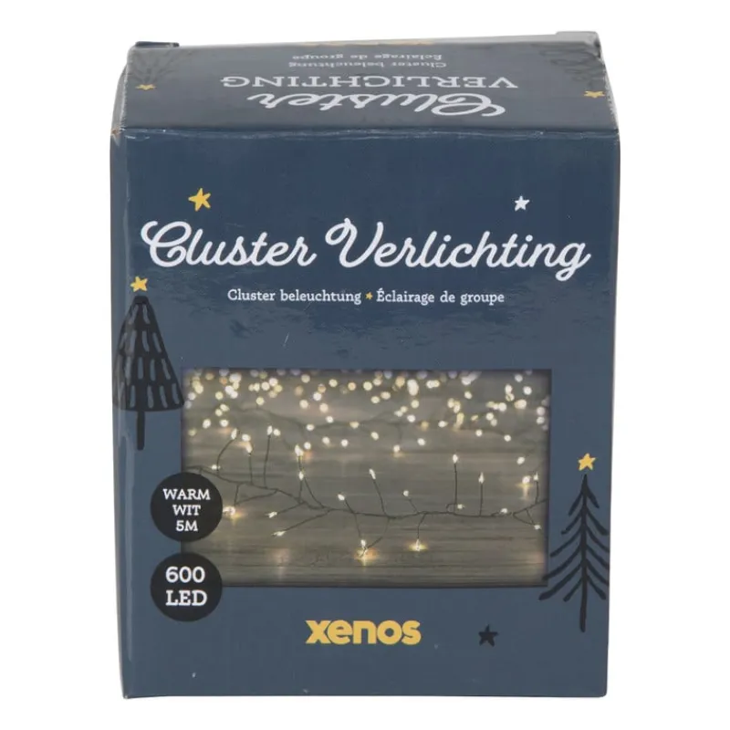 Xenos Kerstverlichting|Kerstboom Verlichting-Cluster verlichting met LED lampjes - warm wit - 6.25 meter