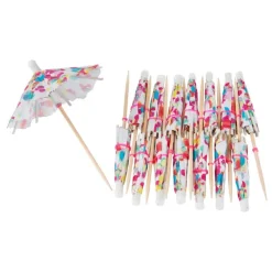 Xenos Wegwerpservies|Keukengerei-Cocktail parapluutjes confetti - set van 16
