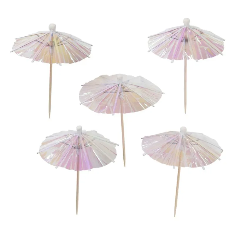Xenos Keukengerei-Cocktail parapluutjes iriserend - set van 12