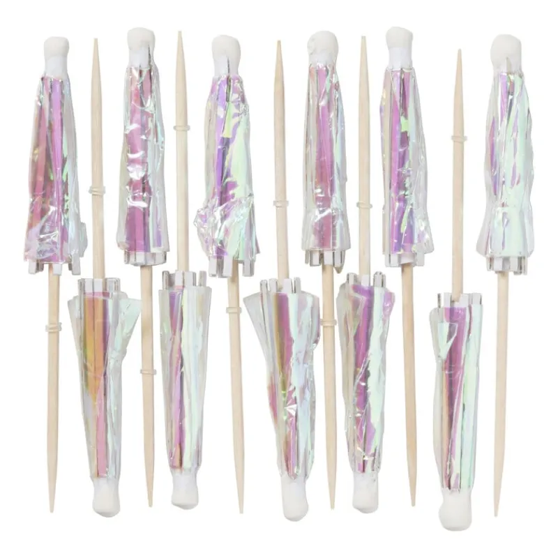 Xenos Keukengerei-Cocktail parapluutjes iriserend - set van 12