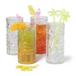 Xenos Wegwerpservies|Buitenservies-Cocktail roerstaafjes - palmboom - set van 12
