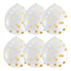Xenos Ballonnen-Confettiballon goudkleurige sterren - 6 stuks