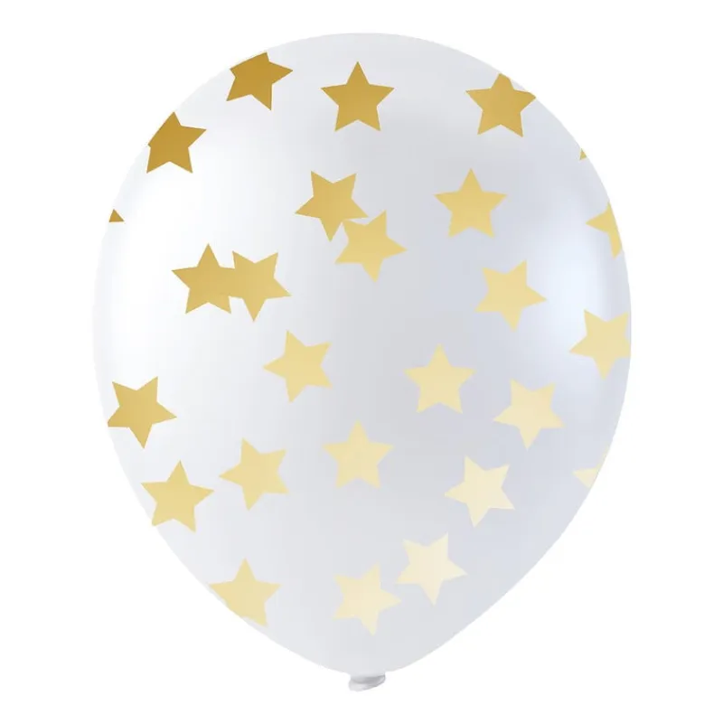Xenos Ballonnen-Confettiballon goudkleurige sterren - 6 stuks