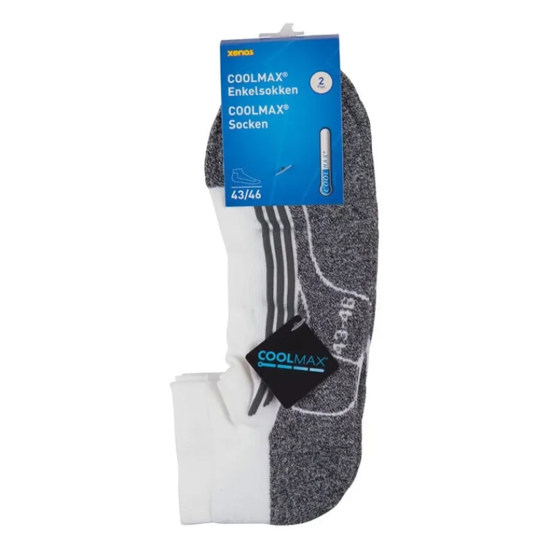 Xenos Sportsokken-Coolmax enkelsokken - 43/46 - wit/grijs - 2 paar