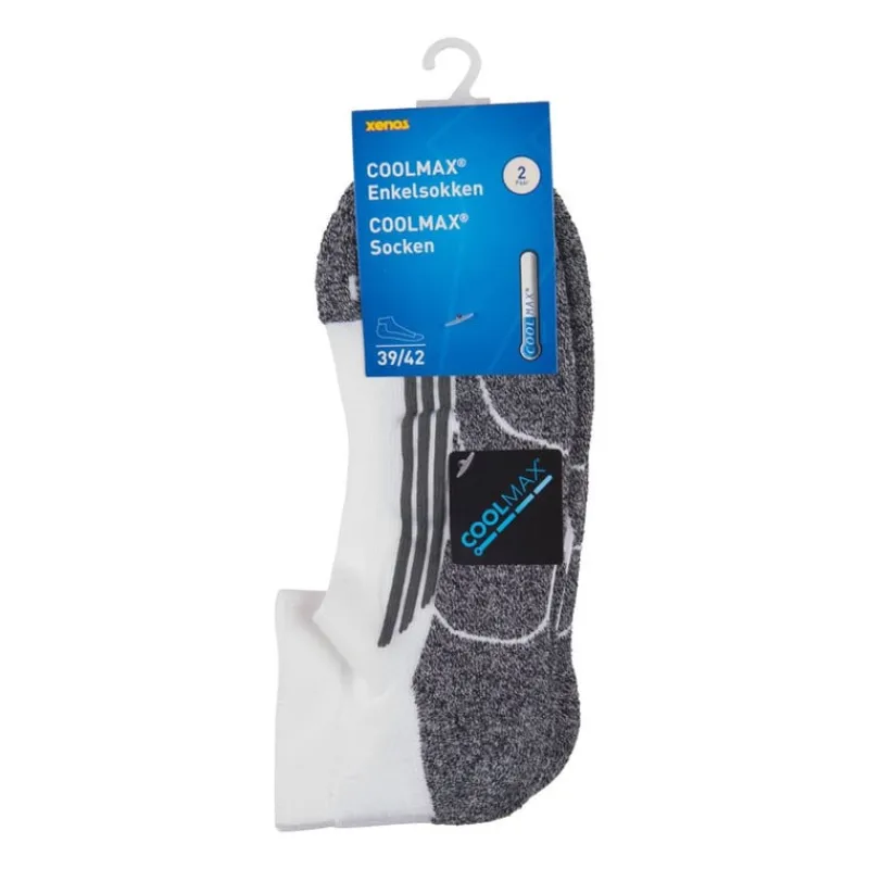 Xenos Sportsokken-Coolmax enkelsokken - 39/42 - wit/grijs - 2 paar