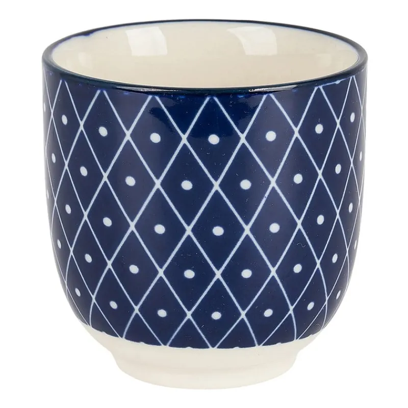 Xenos Tapasservies|Mokken-Cup blue print - diamonds - 150 ml