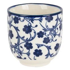 Xenos Tapasservies|Mokken-Cup blue print - flowers - 150 ml