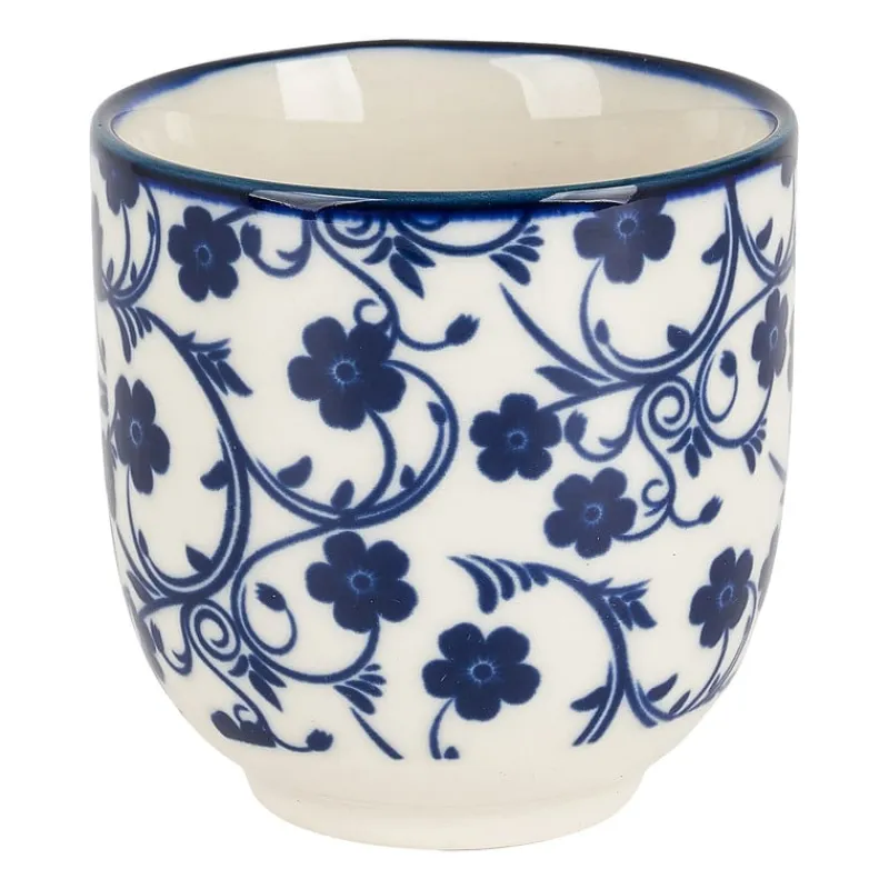 Xenos Tapasservies|Mokken-Cup blue print - flowers - 150 ml
