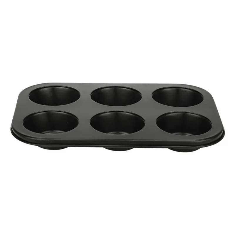 Xenos Bakvormen-Cupcake bakvorm - zwart - 6 cups