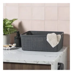 Xenos Opbergboxen-Curver jute opbergmand M - 12 liter - grijs